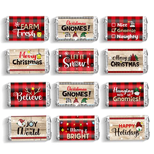 90 Pieces Christmas Candy Bar Wrapper Stickers - Red & Black Plaid
