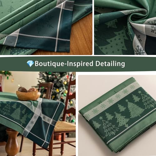 Green Christmas Tablecloth 60x90 Inches Rectangular Rustic Holiday Decor
