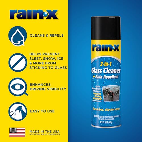 Rain-X 2-in-1 Glass Cleaner & Rain Repellent, 18 oz Aerosol (Pack of 2)