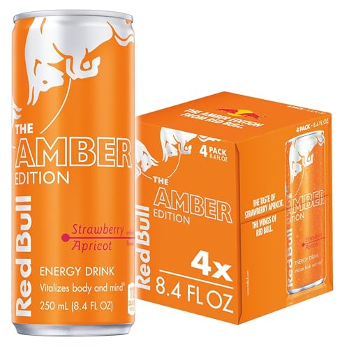 Red Bull Amber Edition Energy Drink, Strawberry Apricot, 8.4 Fl Oz, 4-Pack