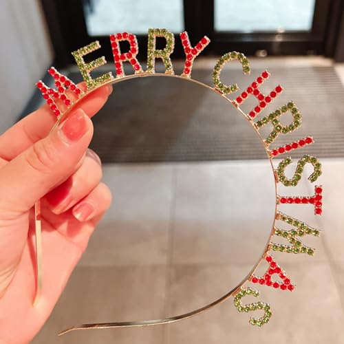 CBLUO Christmas Rhinestone Headband Sparkly Crystal Hair Hoop