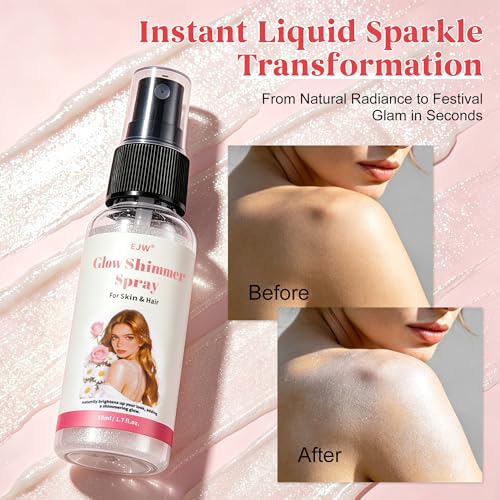 EJW Body & Hair Glitter Shimmer Spray - Liquid Sparkle Mist 1.7 oz