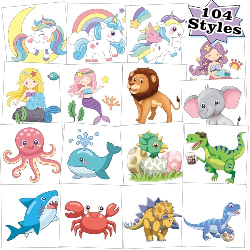 Kopokita 104 Pcs Kids Temporary Tattoos Assorted Party Favors