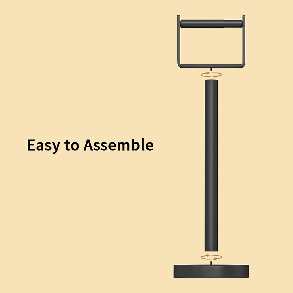 YUMORE Heavy Duty Toilet Paper Holder Stand - Extra-Weighted Base, Stainless Steel, Matte Black