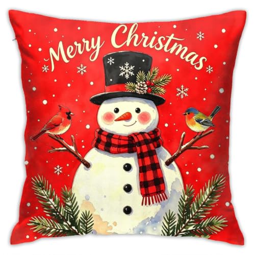 Yellow Christmas Throw Pillow Cover 18x18 Inches Decorative Cushion Case