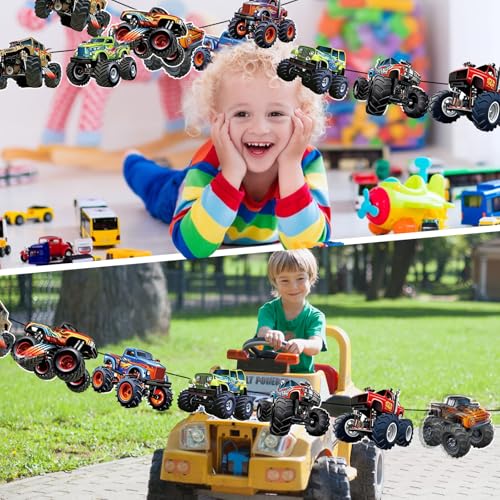 Monster Truck Happy Birthday Banner Set - Blue Racing Party Decorations
