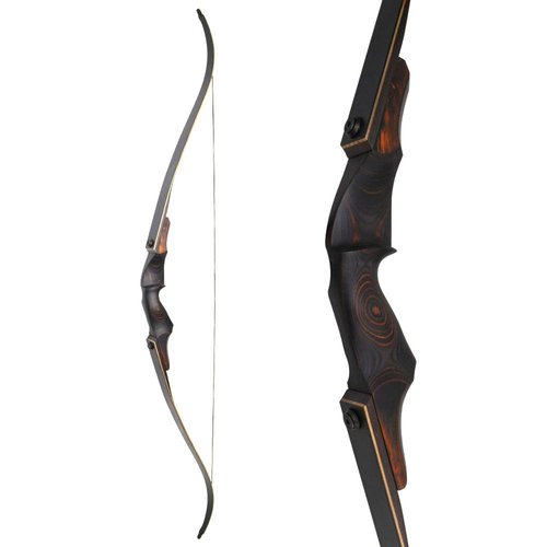 60" Black Hunter Takedown Recurve Bow 20-60 Lbs Traditional Wood Right Handed Bow American Hunting Longbow for Hunting Target Practice (Black Brown, 30 Lbs)