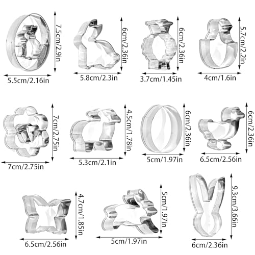 Easter Cookie Cutters Set - 11 Stainless Steel Shapes for Baking