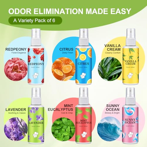 Vetuslumen 6 Pack Toilet Spray - 6 Fl Oz Bathroom Odor Eliminator