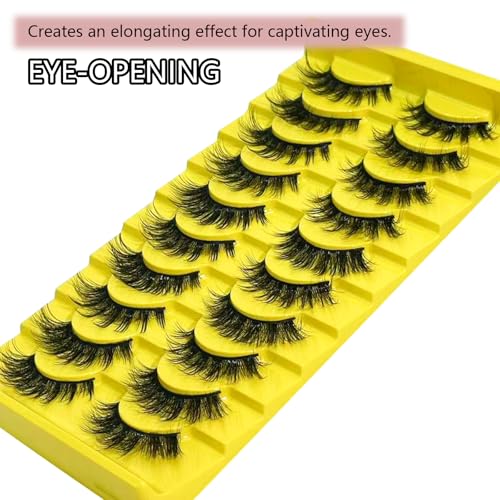 Wispy Cat Eye False Eyelashes - Fluffy Faux Mink Strip Lashes 10 Pairs