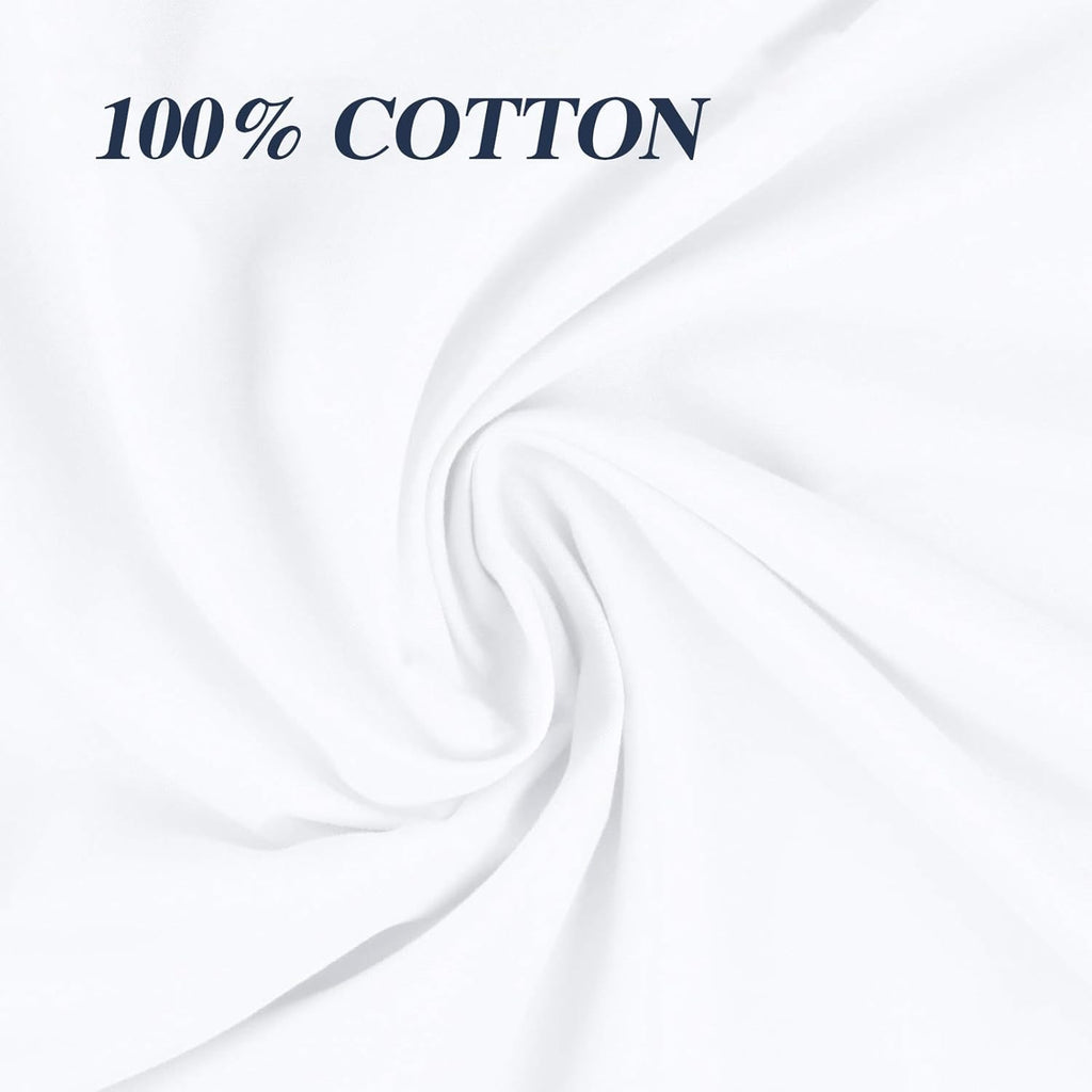 Nuzzle Pillow Cases | Standard Size 100% Cotton Pillow Covers - Soft, Breathable 300 Thread Count, White 20 x 26 Inches