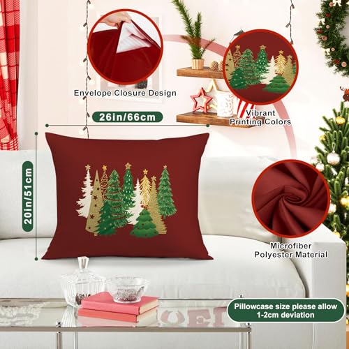 Christmas Decorative Pillow Covers Set of 2 - 20x26 Lumbar Shams