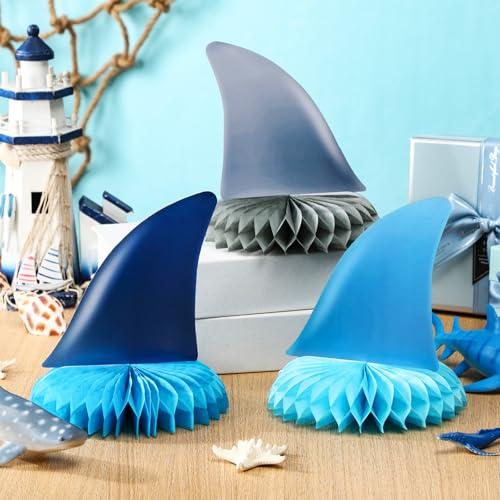 12 Pcs Shark Birthday Party Decoration Favors Fin Honeycomb