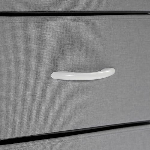 Flash Furniture Sodano 3-Drawer Nightstand with Charging Station, 2 USB Ports, 1 Outlet, Fabric Drawers, Wood Handles, Metal Frame, Gray/White