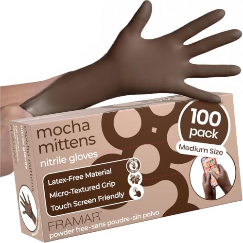 FRAMAR Medium Brown Nitrile Disposable Gloves - 100 Count