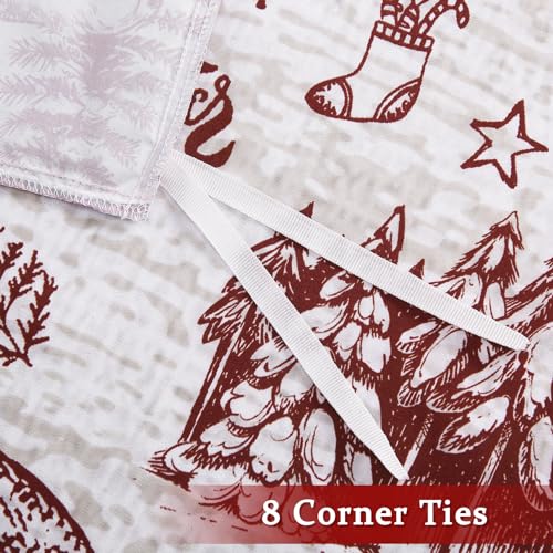 CAROMIO Christmas Duvet Cover Queen Size Red Holiday Printed Bedding Set 90x90