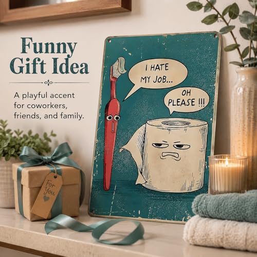 Funny Bathroom Metal Sign - Blue Toothbrush Humor Wall Art 8x12