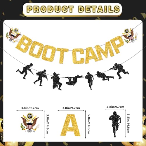 Boot Camp Banner Set - Military Party Decorations with Garland