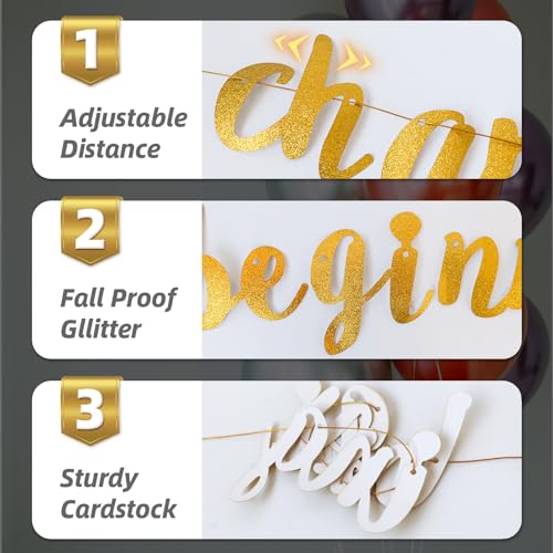 Beginning of a New Chapter Banner - Glitter Gold Graduation & Party Decor