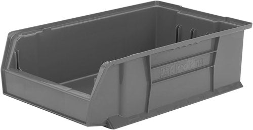 Akro-Mils Super-Size Plastic Storage Bins - Space-Saving Stackable Organizers, 20" L x 12" W x 6" H, Grey, 4-Pack