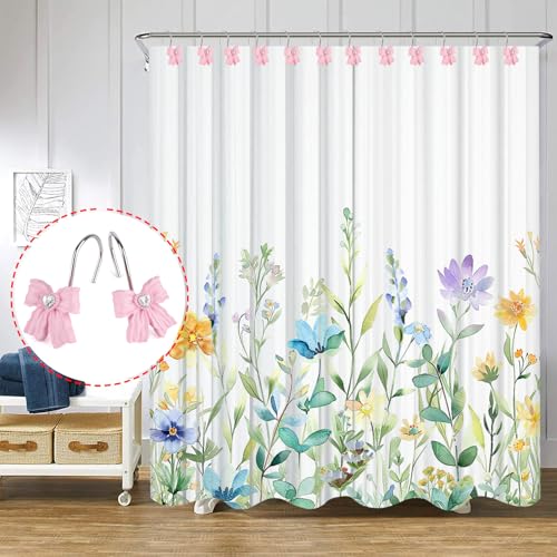 Diamond Pink Shower Curtain Hooks - 12 Pack for Bathroom Decor