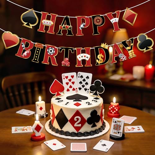 Casino Birthday Banner for Las Vegas Theme Party Decorations