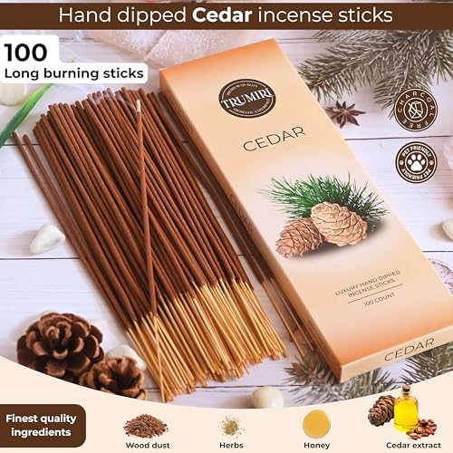 Cedar Incense Sticks - Pack of 100 - Natural & Non-Toxic Aroma
