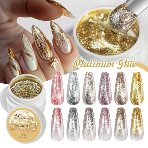 Platinum Silver Glitter Gel Nail Polish 5g Reflective Manicure