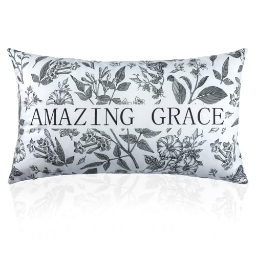 Amazing Grace Christian Pillow Cover 12x20 - Inspirational Decor for Women