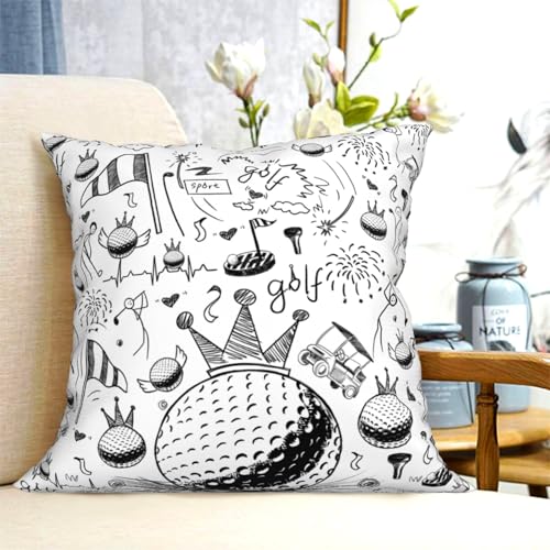 Golf Ball Throw Pillow Cover 18x18 Inch - Sports Decor for Home