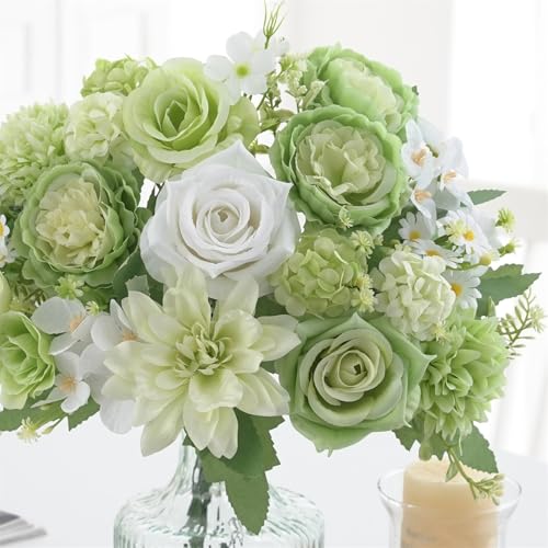 Artificial Flower Set - 4 Pcs Peony and Rose Bouquets for Home Decor