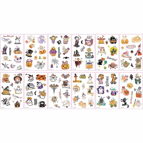 10 Sheets Halloween Temporary Tattoos for Kids Party Face and Body