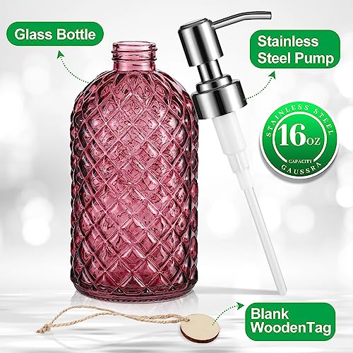 MOCLIF 16 oz Purple Glass Soap Dispenser with Rustproof Stainless Pump