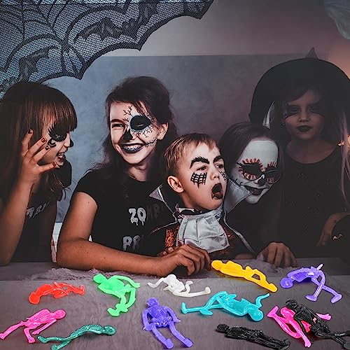 DIYASY 30 Pack Stretchy Skeleton Toys - Colorful Halloween Party Favors