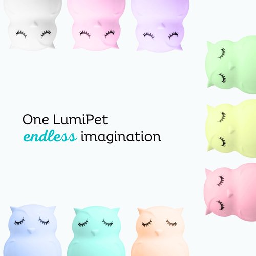 Lumipets Animal Kids Night Light, Junior Owl, Soft and Safe Silicone Rubber Lamp, Soothing Colors, Portable, Easy Control