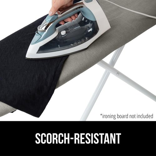 GORILLA GRIP The Original Ironing Board Cover and Pad, Silicone Coating, 400°F Scorch Resistant Thick Padding, Heavy Duty Iron Covers Standard Boards, Hook and Loop Fastener Strap, Silver 18x49