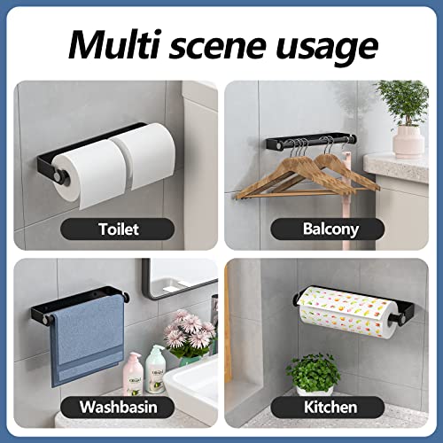 Aheucndg Wall Mount Paper Towel Holder - Silver, Self-Adhesive or Drill
