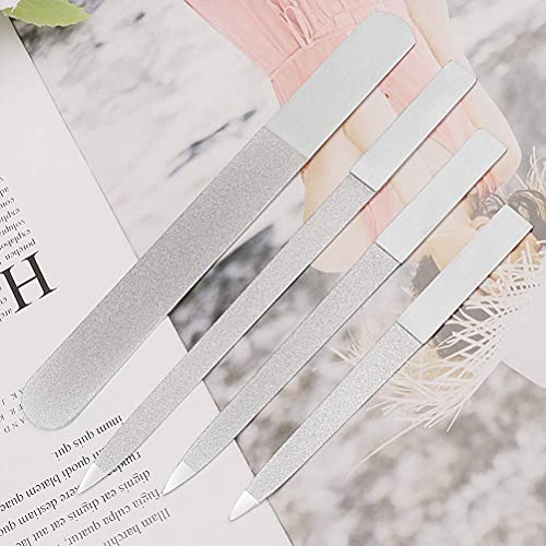 Pimoys 4 Pcs Metal Nail File Set, Double-Sided Stainless Steel Files