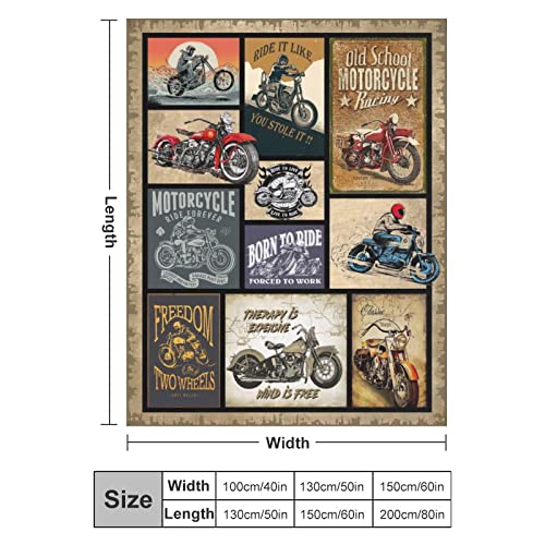Motorcycle Throw Blanket for Men, Soft Flannel Fleece 50x40 Inches