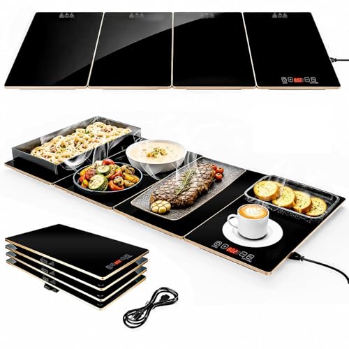 Large Modular Electric Food Warmer with Glass Panels - 35x15 inch, 8 Temp Settings, 24H Timer