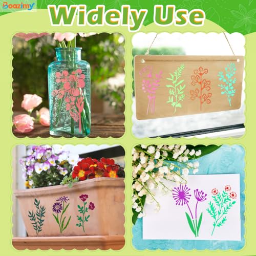24-Piece Floral & Leaf Stencil Set - Reusable 2.9x5.9 Inch Templates for DIY Crafts