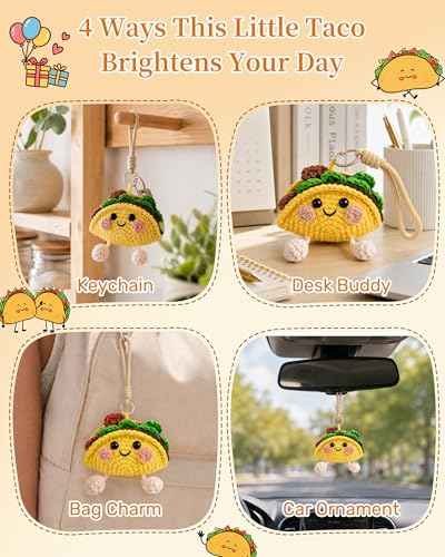Inspirational Crochet Taco Plush Keychain - Positive Support Gift