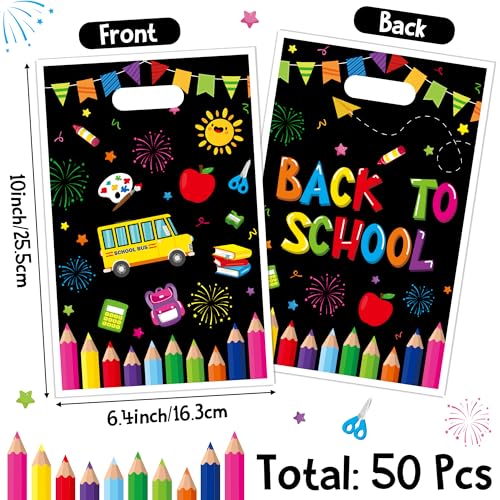 50 Pcs Back to School Party Favor Bags - Colorful Gift Bags