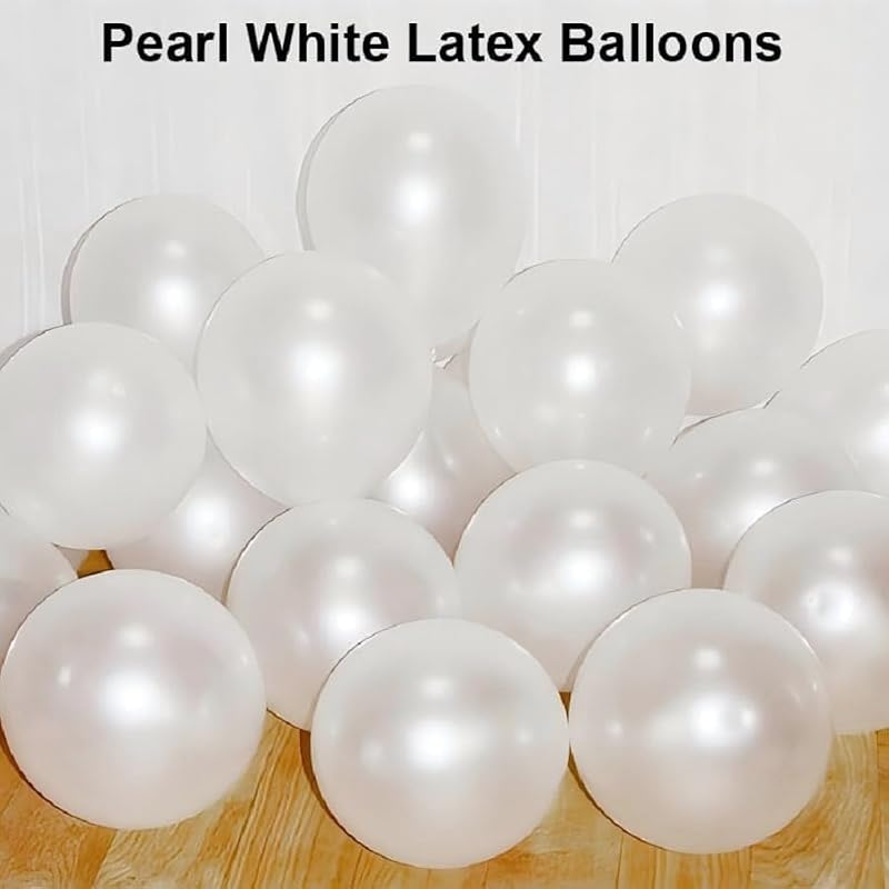 36-Piece Pearl White and Pastel Blue 12-Inch Latex Balloon Kit with Ribbon and Glue