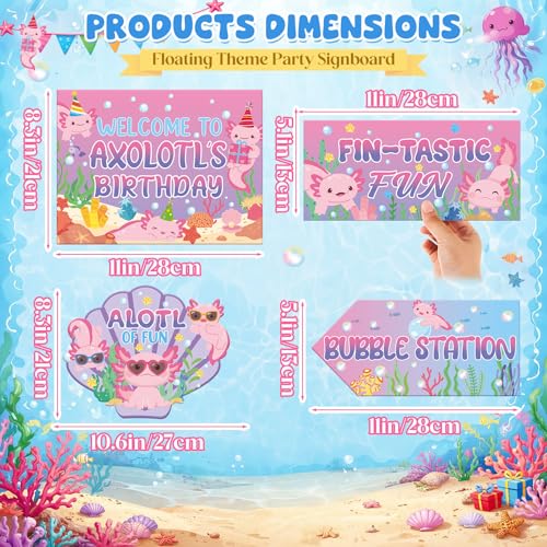 Axolotl Birthday Party Decorations - 20 Piece Sign Set