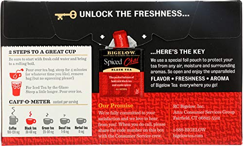 Bigelow Spiced Chai Black Tea, 20 Count Tea Bags (Pack of 6)