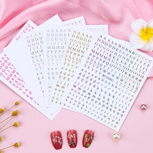Kikonoke 12 Sheets Alphabet Nail Art Stickers Self-Adhesive Letter Decals