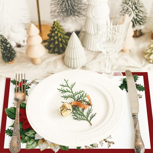 Christmas Paper Placemats 50 Pack Red Green Poinsettia Holiday Table Decor