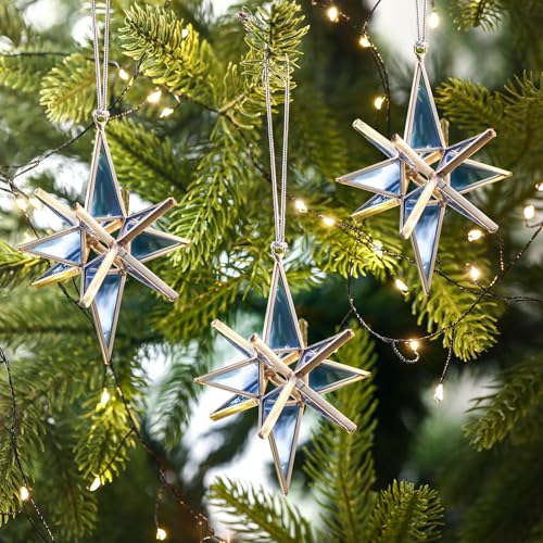 Bethlehem Star Christmas Ornaments - Set of 6 Stained Glass Holiday Decorations