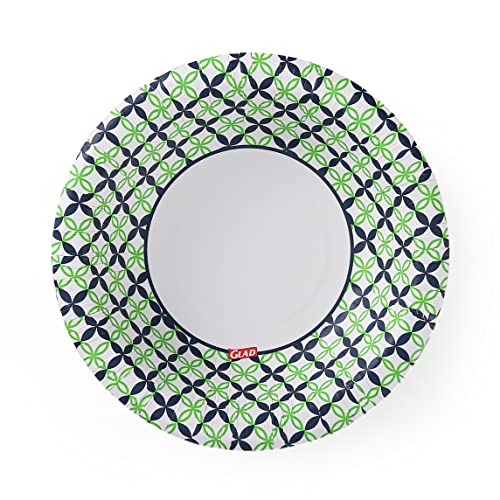 Glad 16oz Round Paper Bowls - Happy Daisies Design, 40 Count (Blue & Green)